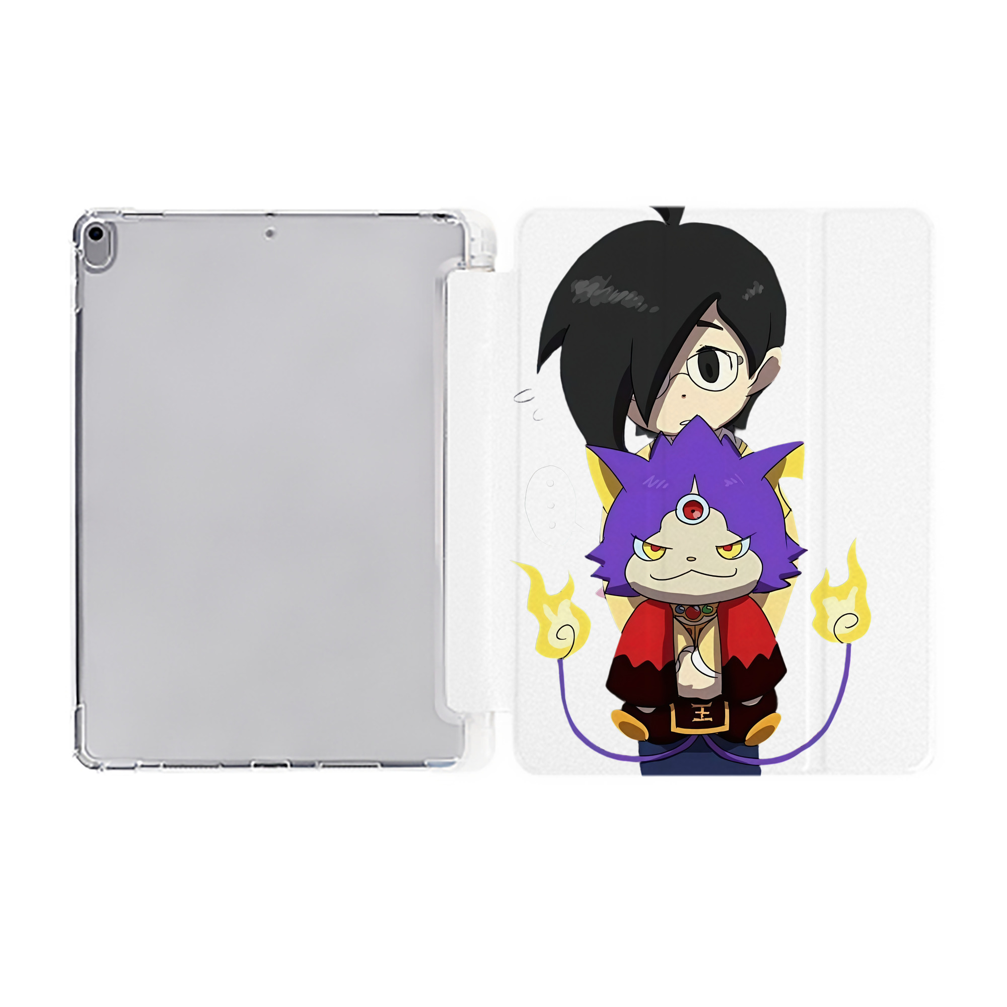 （画像用） 妖怪ウォッチ Yo-kai Watch IPad ケース ペン収納付き 三つ折りスタンド PUレザー×シリコン 対応機種9.5/10.5/10.9インチ